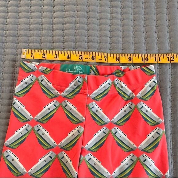 Leland Gal Grapefruit Tug Lattice Hand Painted Textiles, Girls XS Leggings - Picture 5 of 11